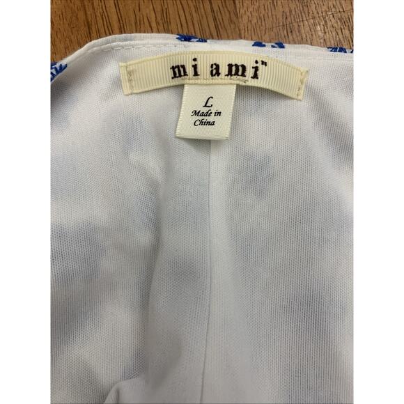 Mi Ami Francesca’s Wrap Dress Embroidered Womens L Blue White - Picture 5 of 6